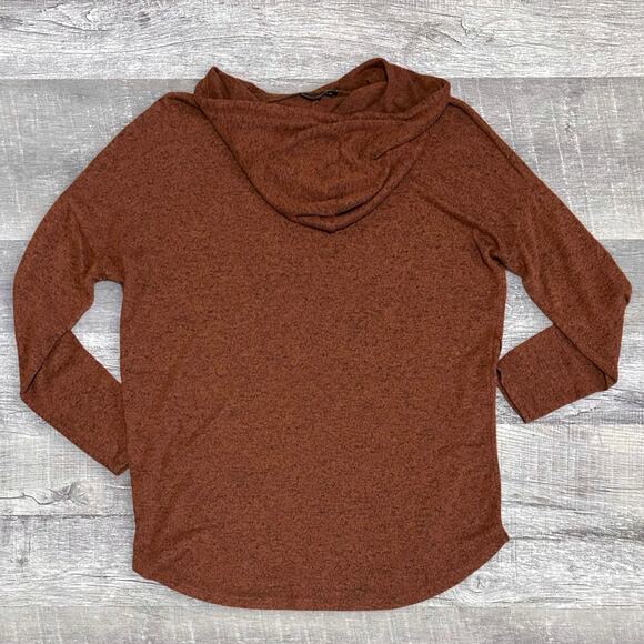 Staccato Knit Hooded Top Womens L Button Accent Rust Brown Lightweight Sweater - Picture 5 of 6